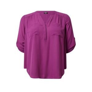 Torrid Harper Georgette Blouse Size 2 (2X) Purple 3/4 Roll Tab Sleeve Career Top